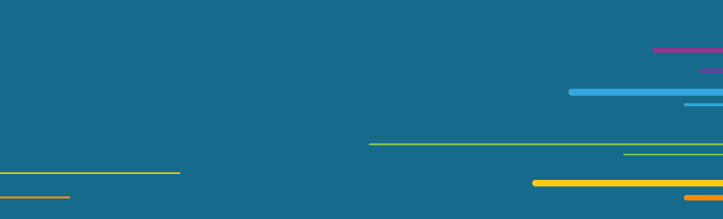 Blue background with colorful horizontal lines of varying lengths.